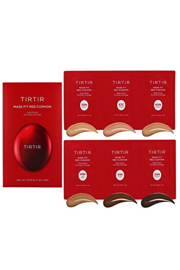 TIRTIR Mask Fit Red Cushion 6 Shade Trial Kit (35N/37C/40N,43N/51N/55N) - zestaw próbek (6x1g)