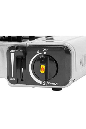 KEMPER Aragaz smart camping, portabil, 2.06 kW, un arzator, aprindere piezo-electrica, 36x31x9 cm,