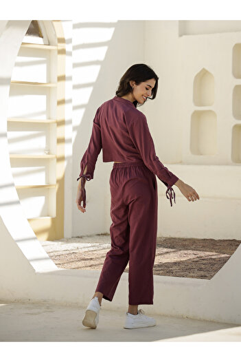 Sanskrutihomes By Styli Long Sleeve Tie-Up Detail Top and Trouser Co-Ords