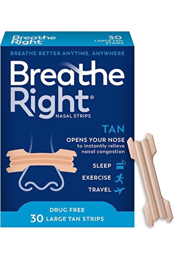 Breathe Right Original Nose Strips to Reduce Snoring and Relieve Nose Congestion, Drug-Free, Pack of