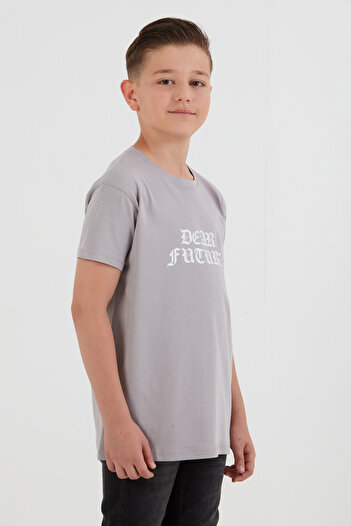 Fulla Moda Dear Future Text Printed Boy's T-Shirt
