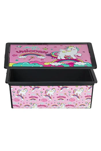 OEM Toy Box with Unicorn Lid, Yupy, pink plastic 25l, 52.5x37x17.5 cm