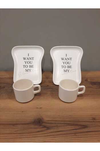 Keramika Ceramica Breakfast Set for 2 People 4 Pieces Toast Plate and Teacup