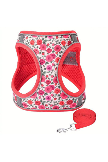 Choice S HLP413 red HP386--Pet cat & dog printed vest style harness, 360° fit to the pet's body shape, 1.5-