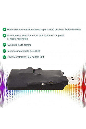 Minitechnics Microphone + Voice Activated Recorder - 4Gb Memory - 73 hours