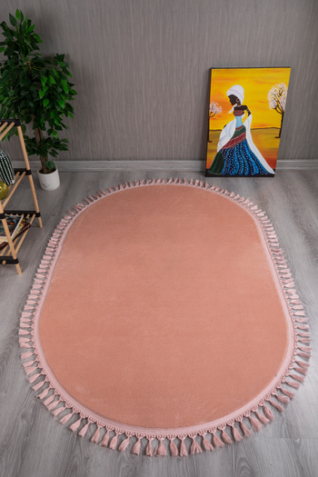 Myevilla My Evilla Modern Decorative Oval Weave Fringed Simirna Plush Carpet Runner