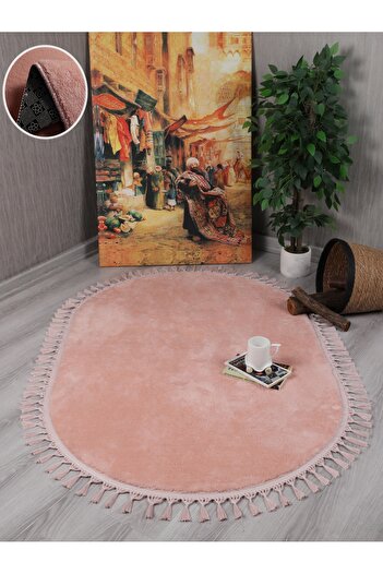 Myevilla My Evilla Modern Decorative Oval Weave Fringed Simirna Plush Carpet Runner