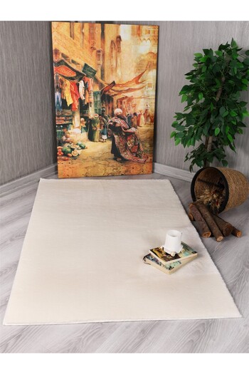 Myevilla Cut Carpet Runner - Decorative, Puffy Plush, Soft and Non-Slip Base, Cream