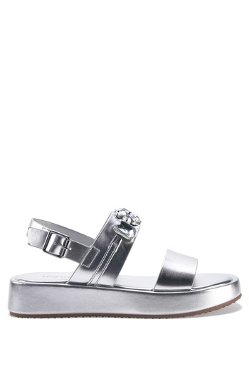 Nine West Dinna 3Fx Silver Women's Thick Sole Sandals