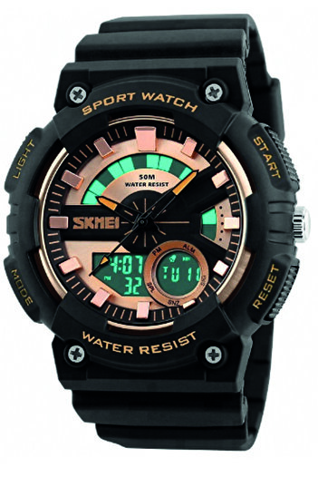 Skmei Skmeı 1235 Waterproof Men's Wristwatch with Gold Alarm and Stopwatch