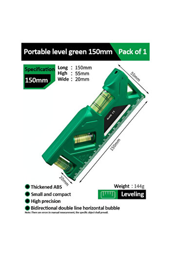 TELEHILL 150mm Green Mini Level Gauge High-precision Horizontal Vertical Measure Metric Ruler Protractor Home