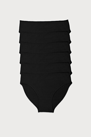 Malabadi Women's Black 6-Pack Modal Narrow Fit Intermediate Waist Slip Panties 187