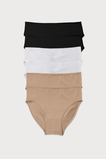 Malabadi Women's Black White Skin 6-Piece Pack Modal Narrow Fit Intermediate Waist Slip Panties 187