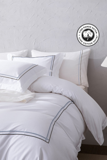 Evlen Home Collection 300 Tc King 100% βαμβακερό σατέν κεντημένο σετ παπλωματοθήκης King Size 6 τεμαχίων Luxury Cream Echo