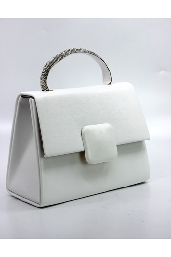 Çanta Sepetim Women's Silvery Buckle Detailed Portfolio Evening Bag with Stone Handle