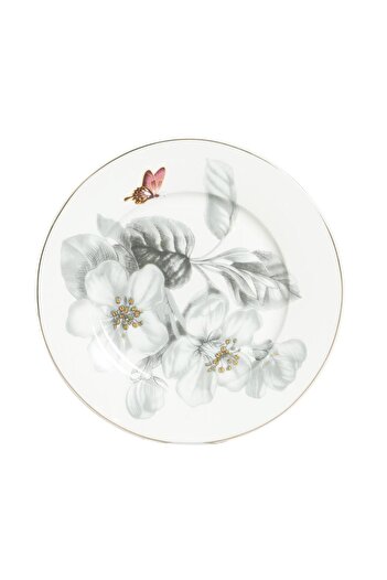 Lucky Art Harmonia New Bone China Gray Natural Patterned 2-Piece Serving Plate Set 20 cm