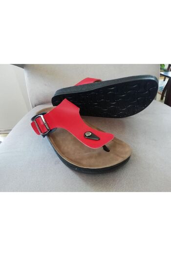 Flex Men's Orthopedic Cork Sole Red-Navy Blue Flip Flops Beach Sea Summer Non-Slip Slippers