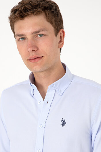 U.S. Polo Assn. Erkek Açık Mavi Uzun Kollu Basic Gömlek 50306338-VR003