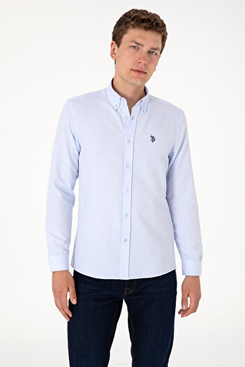 U.S. Polo Assn. Erkek Açık Mavi Uzun Kollu Basic Gömlek 50306338-VR003