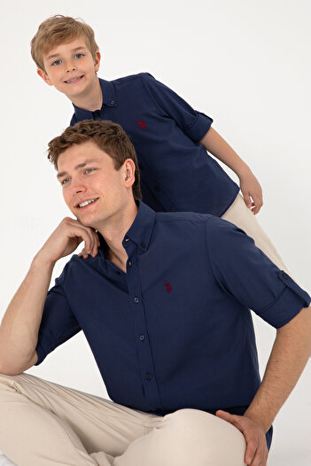 U.S. Polo Assn. Чоловіча сорочка синього кольору з бавовняної тканини 50306285-VR033