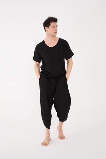 RELAXL 100% Cotton Thin Fabric Sile Cloth Black Modern Baggy Yoga Meditation Clothing