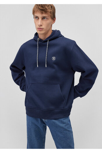 Mavi Logo Embroidered Hooded Navy Blue Sweatshirt 065809 -70497