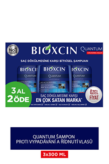 Bioxcin 300 ml pro suché a normální vlasy Quantum Kup 3 Získejte 2 – Šampon proti vypadávání vlasů pro tenké vlasy