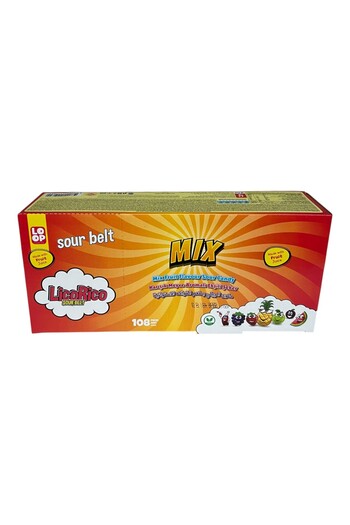 Global Licorico Mix Sour Belt Mixed Fruit Flavored Sour Candy 108 Pcs