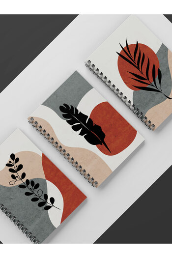 Apeirona | Limitless Art 3-Piece Unlined Notebook - Steel Spiral - A5 - Total 270 Pages - Ivory Colored Textured Paper
