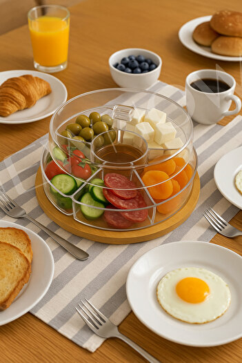 NEWNOW 11 Pieces 9 Compartment Storage Container, Snack Bowl, Breakfast, Cake Dish Acrylic Cover