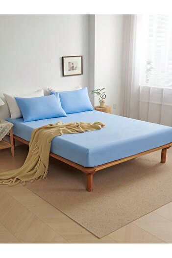 Soft Colours Double Elastic Sheet + 2 Pillowcases 160x200 Blue