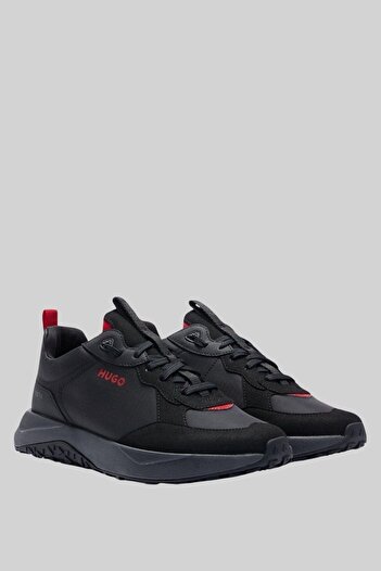 HUGO Marka Logolu Bağcıklı Erkek Sneaker Siyah