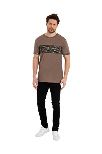 Adams Crew Neck Short Sleeve Patterned Combed Cotton Men's T-shirt