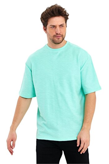 Adams Jacquard Fabric Crew Neck Short Sleeve Oversize Men's T-Shirt