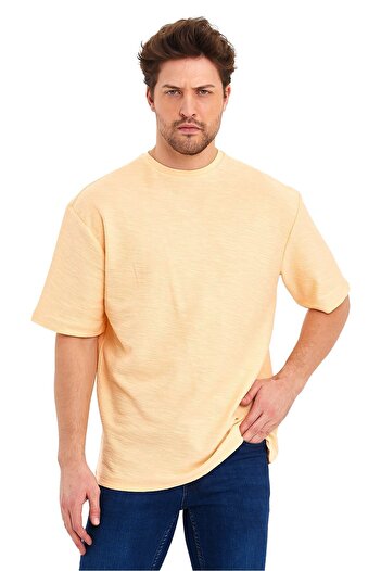 Adams Jacquard Fabric Crew Neck Short Sleeve Oversize Men's T-Shirt