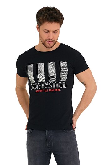 Adams Motivation Printed Cotton Crew Neck Short Sleeve T-Shirt