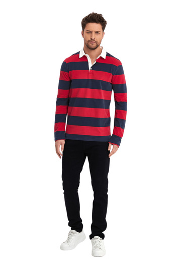 Adams Ανδρικό φούτερ με γιακά πόλο μπλε Navy Blue Claret Red