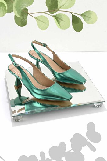 Bambi Shiny Green Women's Classic Heeled Shoes K01232150209