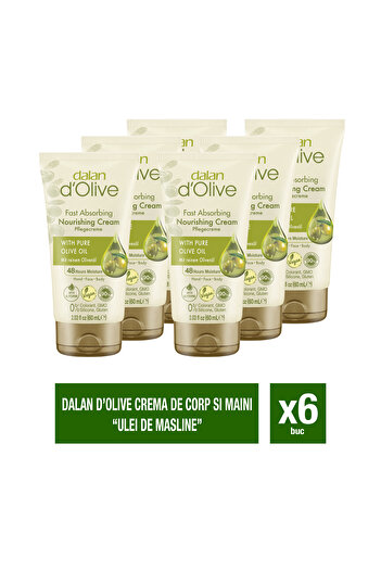 Dalan Set of 6 x Dalan D'Olive body and hand cream with pure olive oil, 60ml
