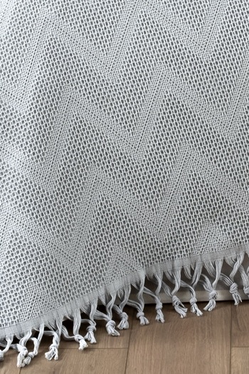 Sevim 100% Cotton Double Binding Fringed Pike-220X240 Cm-Gray