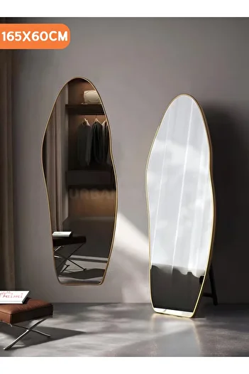 Taimi Large Elegant Design Mirror 165x60cm-full Length Mirror With Gold Metal Frame And Back Stand