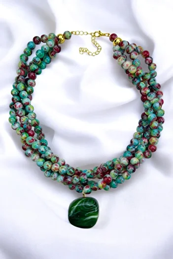 PETEK AKSESUAR Multiple Alaçatı Bead Acrylic Necklace