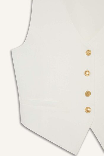 DeFacto Crop-Blazer-Weste mit V-Ausschnitt aus Leinenmischung C7798ax25sm