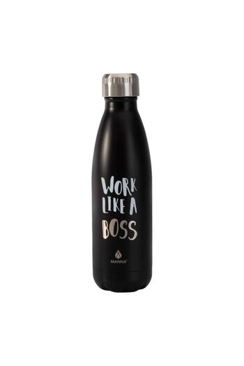 Generic MANNA Work Like a Boss Printed Insulated Stainless Steel Water Bottle Black 500ml
