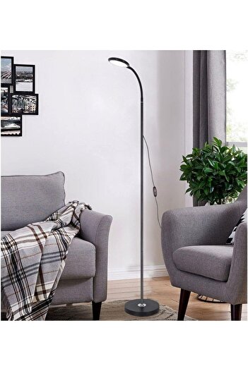 COOYA Nordic Modern Floor Lamp, With 3 Adjustable Color, 12W Eye-Caring LED Bulb, for Bedroom, Black