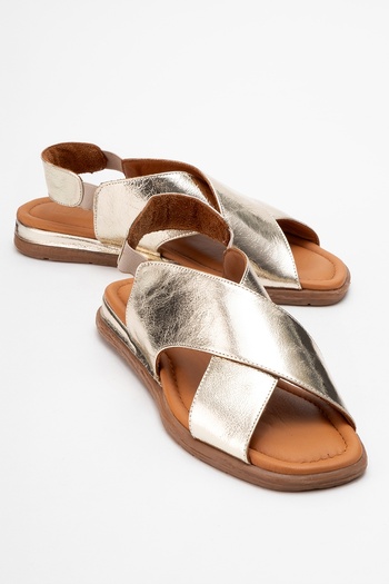 LuviShoes 706 Genuine Leather Gold Skin Women's Sandals