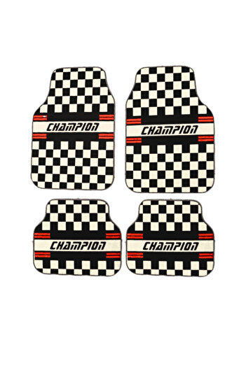 Generic Covorașe Auto Universale „CHAMPION” – Design Racing Checkered