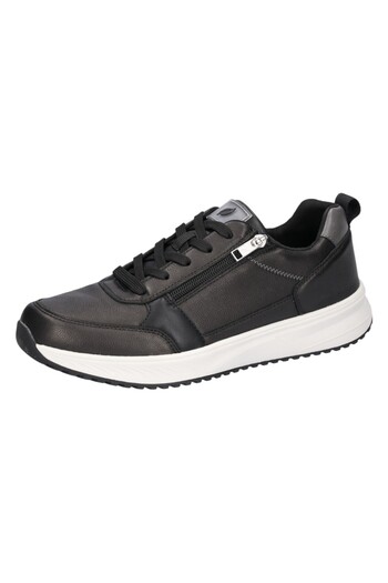 Waldläufer Herren Low Sneaker H-matti Low Top 784001 105 Schwarz 001 Schwarz Leder Mit Eva & Herausnehmbar