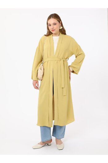 ALİA Plus Size Solid Color Abaya Ferace - Pistachio Green - Alia