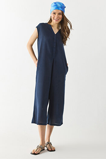 VENA Comfortable Form Jumpsuit - Dark Blue